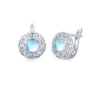 Mondstein Creolen Ohrringe für Damen 925 Sterling Silber Mondstein Keltischer Ohrringe Keltischer Knoten Ohrring Hypoallergen Valentinstag für Frauen Mädchen Kinder