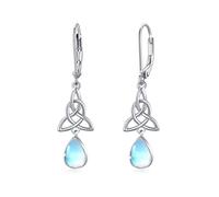 Mondstein Ohrringe Damen,925 Sterling Silber Keltische Knoten Ohrhänger Ohrringe Ohrstecker Huggie Hoops Creolen Baumeln Hebel Tropfenohrringe Schmuck Geschenk für Mädchen Kinder