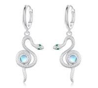 Mondstein Schlange Ohrring, 925 Sterling Silber Vintage Schlangen Huggie Creolen Tropfen Ohrringe Schmuckstücke für Frauen (Mondstein)