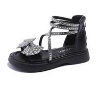 Monissy Sandalen für Mädchen Kleinkind sommer Lederschuhe Baby Wanderschuhe mit Pailletten Schulschuhe für Kindergarten Geburtstagsfeiern Geschenk Strand Urlaub Alltag Freizeit, Schwarz, 28