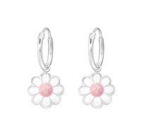 Monkimau Blume Kinder Creolen Ohrringe | 925 Silber | Mädchen Ohrstecker Schmuck | Hypoallergen & Nickelfrei | Kinderohrringe Geschenkidee