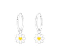 Monkimau Blume Kinder Creolen Ohrringe | 925 Silber | Mädchen Ohrstecker Schmuck | Hypoallergen & Nickelfrei | Kinderohrringe Geschenkidee