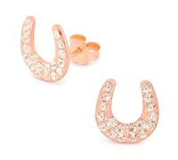 Monkimau Damen Ohrringe Hufeisen Glücksbringer Ohrstecker aus 925 Sterling Silver echt Silber mit 36 Kristallen (Rosegold 2)