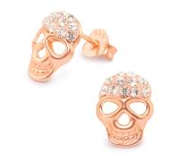 Monkimau Damen Ohrringe Totenkopf Ohrstecker aus 925 Sterling Silver echt Silber mit 22 Kristallen rose Gold plattiert