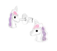 Monkimau Einhorn Kinder Ohrringe | 925 Silber | Mädchen Ohrstecker Schmuck | Hypoallergen & Nickelfrei | Kinderohrringe Geschenkidee