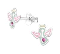 Monkimau Engel Kinder Ohrringe | 925 Silber | Mädchen Ohrstecker Schmuck | Hypoallergen & Nickelfrei | Kinderohrringe Geschenkidee