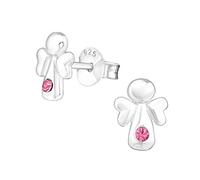 Monkimau Engel Kinder Ohrringe mit Kristallen 925 Silber | 925 Silber | Mädchen Ohrstecker Schmuck | Hypoallergen & Nickelfrei | Kinderohrringe Geschenkidee