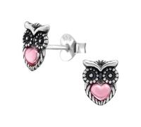 Monkimau Eule Kinder Ohrringe | 925 Silber | Mädchen Ohrstecker Schmuck | Hypoallergen & Nickelfrei | Kinderohrringe Geschenkidee