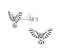 Monkimau Eule Kinder Ohrringe | 925 Silber | Mädchen Ohrstecker Schmuck | Hypoallergen & Nickelfrei | Kinderohrringe Geschenkidee