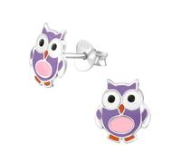 Monkimau Eule Kinder Ohrringe | 925 Silber | Mädchen Ohrstecker Schmuck | Hypoallergen & Nickelfrei | Kinderohrringe Geschenkidee