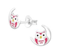 Monkimau Eule Kinder Ohrringe | 925 Silber | Mädchen Ohrstecker Schmuck | Hypoallergen & Nickelfrei | Kinderohrringe Geschenkidee