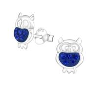Monkimau Eule Kinder Ohrringe | mit Kristallen 925 Silber | Mädchen Ohrstecker Schmuck | Hypoallergen & Nickelfrei | Kinderohrringe Geschenkidee