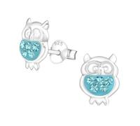 Monkimau Eule Kinder Ohrringe | mit Kristallen 925 Silber | Mädchen Ohrstecker Schmuck | Hypoallergen & Nickelfrei | Kinderohrringe Geschenkidee