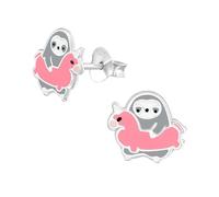 Monkimau Faultier Kinder Ohrringe | 925 Silber | Mädchen Ohrstecker Schmuck | Hypoallergen & Nickelfrei | Kinderohrringe Geschenkidee