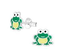 Monkimau Frosch Kinder Ohrringe | 925 Silber | Mädchen Ohrstecker Schmuck | Hypoallergen & Nickelfrei | Kinderohrringe Geschenkidee