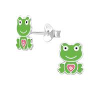 Monkimau Frosch Kinder Ohrringe | 925 Silber | Mädchen Ohrstecker Schmuck | Hypoallergen & Nickelfrei | Kinderohrringe Geschenkidee