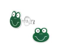 Monkimau Frosch Kinder Ohrringe | 925 Silber | Mädchen Ohrstecker Schmuck | Hypoallergen & Nickelfrei | Kinderohrringe Geschenkidee