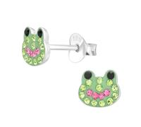 Monkimau Frosch Kinder Ohrringe | mit Kristallen 925 Silber | Mädchen Ohrstecker Schmuck | Hypoallergen & Nickelfrei | Kinderohrringe Geschenkidee