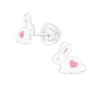 Monkimau Hase Kinder Premium Ohrringe | 925 Silber | Mädchen Ohrstecker Schmuck | Hypoallergen & Nickelfrei | Kinderohrringe Geschenkidee