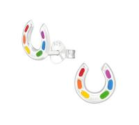 Monkimau Hufeisen Kinder Ohrringe | 925 Silber | Mädchen Ohrstecker Schmuck | Hypoallergen & Nickelfrei | Kinderohrringe Geschenkidee