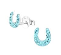 Monkimau Hufeisen Kinder Ohrringe | mit Kristallen 925 Silber | Mädchen Ohrstecker Schmuck | Hypoallergen & Nickelfrei | Kinderohrringe Geschenkidee