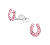 Monkimau Hufeisen Kinder Ohrringe | mit Kristallen 925 Silber | Mädchen Ohrstecker Schmuck | Hypoallergen & Nickelfrei | Kinderohrringe Geschenkidee