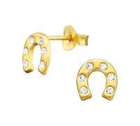 Monkimau Hufeisen Kinder Ohrringe | mit Kristallen 925 Silber | Mädchen Ohrstecker Schmuck | Hypoallergen & Nickelfrei | Kinderohrringe Geschenkidee