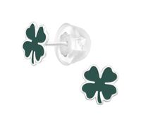 Monkimau Kleeblatt Kinder Premium Ohrringe | 925 Silber | Mädchen Ohrstecker Schmuck | Hypoallergen & Nickelfrei | Kinderohrringe Geschenkidee