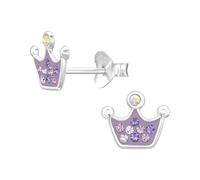 Monkimau Krone Kinder Ohrringe | mit Kristallen 925 Silber | Mädchen Ohrstecker Schmuck | Hypoallergen & Nickelfrei | Kinderohrringe Geschenkidee