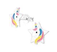 Monkimau Mädchen Ohrringe Einhorn Stern Ohrstecker aus 925 Sterling Silver Silber