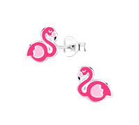 Monkimau Mädchen Ohrringe Flamingo | Ohrstecker aus 925 Sterling Silber | Kinderohrringe hypoallergen