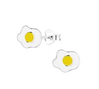Monkimau Mädchen Ohrringe Fried Egg | Ohrstecker aus 925 Sterling Silber | Kinderohrringe hypoallergen