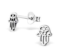 Monkimau Mädchen Ohrringe Hamsa Hand Fatima Ohrstecker aus 925 Sterling Silver Silber