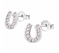Monkimau Mädchen Ohrringe Hufeisen Glücksbringer Ohrstecker 925 echt Silber glitzer Kristall Kinderohrringe Schmuck medizinische Stecker Geschenke für Kinder Frauen Damen