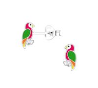 Monkimau Mädchen Ohrringe Parrot | Ohrstecker aus 925 Sterling Silber | Kinderohrringe hypoallergen