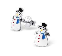 Monkimau Mädchen Ohrringe Schneemann Ohrstecker aus 925 Sterling Silver Silber