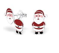 Monkimau Mädchen Ohrringe Weihnachtsmann Doppel Ohrstecker aus 925 Sterling Silver echt Silber mit Ohrhänger