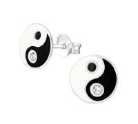 Monkimau Mädchen Ohrringe Yin Yang Ohrstecker aus 925 Sterling Silver echt Silber mit 4 Kristallen