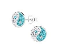 Monkimau Mädchen Ohrringe Yin-Yang-Symbol | Ohrstecker aus 925 Sterling Silber | Kinderohrringe hypoallergen