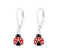Monkimau Marienkäfer Kinder Ohrhänger Ohrringe | 925 Silber | Mädchen Ohrstecker Schmuck | Hypoallergen & Nickelfrei | Kinderohrringe Geschenkidee