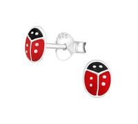 Monkimau Marienkäfer Kinder Ohrringe | 925 Silber | Mädchen Ohrstecker Schmuck | Hypoallergen & Nickelfrei | Kinderohrringe Geschenkidee