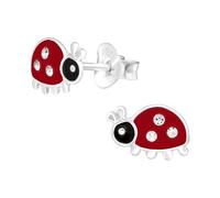 Monkimau Marienkäfer Kinder Ohrringe | 925 Silber | Mädchen Ohrstecker Schmuck | Hypoallergen & Nickelfrei | Kinderohrringe Geschenkidee