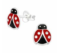 Monkimau Marienkäfer Ohrstecker Ohrringe aus 925 Silber Schmuck Silberohrringe Medizinisch für Kinder Mädchen Damen Frauen