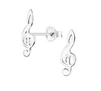 Monkimau - Notenschlüssel Ohrringe, Ohrstecker, Ohrschmuck - aus 925 Sterling Silber - für Damen und Mädchen - handgefertigt, hypoallergen und kleine Geschenkidee