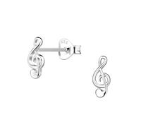 Monkimau - Notenschlüssel Ohrringe, Ohrstecker, Ohrschmuck - aus 925 Sterling Silber - für Damen und Mädchen - handgefertigt, hypoallergen und kleine Geschenkidee