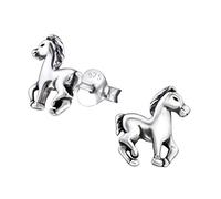 Monkimau Pferd Kinder Ohrringe | 925 Silber | Mädchen Ohrstecker Schmuck | Hypoallergen & Nickelfrei | Kinderohrringe Geschenkidee