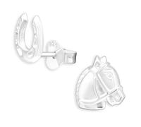 Monkimau Pferd mit Hufeisen Ohrstecker aus 925 Sterling Silber
