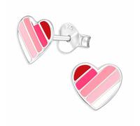 Monkimau Pinke Herz Ohrstecker Ohrringe aus 925 Silber Schmuck Silberohrringe Medizinisch für Kinder Mädchen Damen Frauen