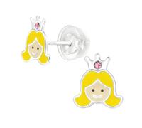 Monkimau Prinzessin Kinder Premium Ohrringe | 925 Silber | Mädchen Ohrstecker Schmuck | Hypoallergen & Nickelfrei | Kinderohrringe Geschenkidee