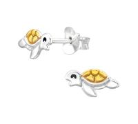 Monkimau Schildkröte Kinder Ohrringe | 925 Silber | Mädchen Ohrstecker Schmuck | Hypoallergen & Nickelfrei | Kinderohrringe Geschenkidee